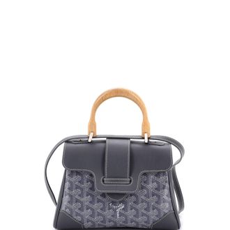 Goyard Saigon Top Handle Bag Coated Canvas with Leather Mini