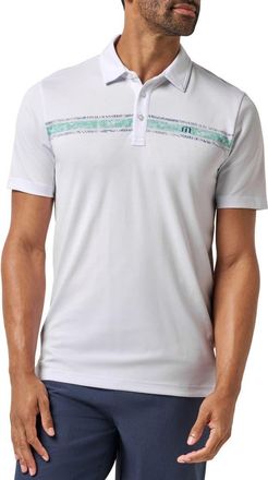 Travis Mathew All Day Drift Chest Stripe Polo in White at Nordstrom, Size Xx-Large