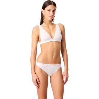 Missoni Bralette Bikini In Lam&eacute; Viscose With Raschel Workmanship in White at Nordstrom, Size 40 It