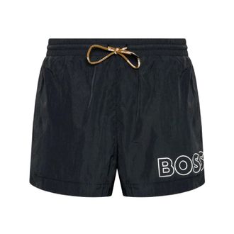 HUGO BOSS Hugo, Beachwear, male, Black, Size: 2XL Mens Shorts with Elastic Waistband