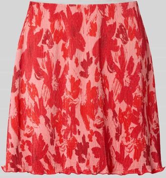 Pieces Ausgestellter Mini-Rock mit Allover-Muster Modell FLORA in Rot, Gr&ouml;&szlig;e XL