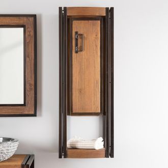 Wanda Collection Wanda Collection - Columna Suspendida Para Cuarto De Ba&ntilde;o Elegancia Teca Metal 110 Cm