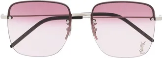 Saint Laurent Eyewear square-frame sunglasses - women - Metal (Other) - 58 - Silver