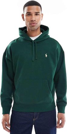 Polo Ralph Lauren Felpa pesante con cappuccio verde scuro vestibilità comoda con logo e scritta sul retro