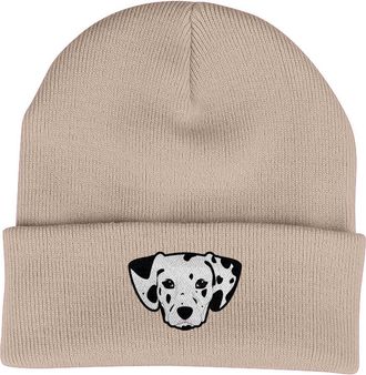Bang Tidy Clothing Dalmation Beanie Hat - Dog Lovers Gifts for Women Men - Knitted Ladies Winter Hats - Embroidered - Acrylic - Sand
