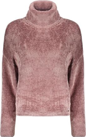 Herno Trui met een Hoge Elegante Kraag - Dames - Coltruien - Roze - L - Katoen - Truien & Vesten