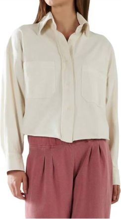 Les Tien Coopa Oversized Crop Button Up Shirt In Ivory