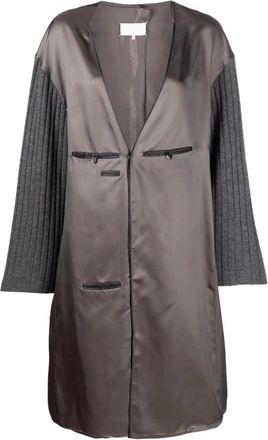 Maison Margiela Jurk met contrasterende mouwen en V-hals - Dames - Korte kleedjes - Grijs - XS - Kleedjes