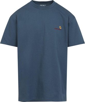 Carhartt Work in Progress Blue S/S American Script Cotton T-Shirt-Uomo