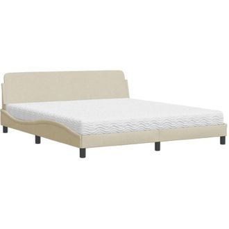 vidaXL Vidaxl - Cama Con Colch&oacute;n De Tela Color Crema 180x200 Cm