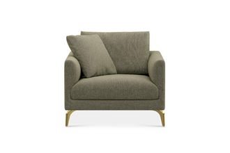 Castlery Lena Armchair Customized, (Performance Classic Twill) Moss (Brass Legs), Spill Resistant, Removable Covers for Castlery