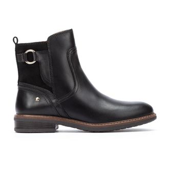 Pikolinos Zwarte enkellaarsjes voor dames - Aldaya - Dames - Veterlaarzen - Zwart - 36 EU - Leer - Schoenen