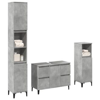 Berkfield Home 3 Piece Bathroom Furniture Set Concrete Grey Engineered Wood