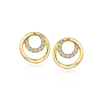 Ross-Simons Lab-Grown Diamond Double-Circle Earrings in 18kt Gold Over Sterling