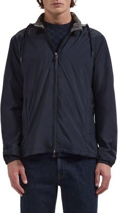 Bugatchi Performance Jacket with Removable Hood in Navy at Nordstrom, Size Xx-Large