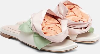 Simone Rocha Floral-appliqu&eacute; satin slides