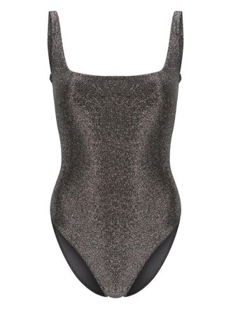 Form and Fold square-neck glitter swimsuit - women - Spandex/Elastane/Nylon/Nylon/Spandex/Elastane/Metallic Fibre - 30FF - Silver