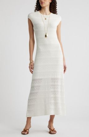 Nordstrom Pointelle Knit Sweater Dress in Ivory Tofu at Nordstrom, Size Xx-Small