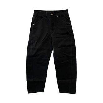 Christophe Lemaire Straight Trousers, male, Black, S, Black Button Closure Side Pockets Rivets