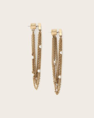 AllSaints Brass Rae Frontback Chain Earrings, Size: One Size