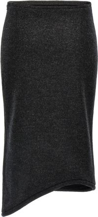 Victoria Beckham Padded Tube Detail Wool Skirt - Charcoal