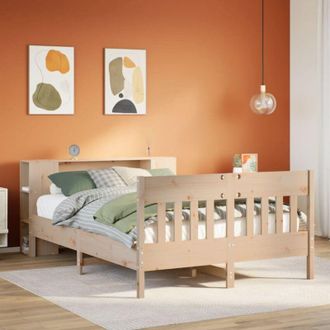 vidaXL Cama Con Estanter&iacute;a Sin Colch&oacute;n Madera Maciza De Pino 160x200cm Vidaxl