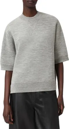 AllSaints Nika Elbow Sleeve Wool Sweatshirt in Grey Marl at Nordstrom Rack, Size X-Small