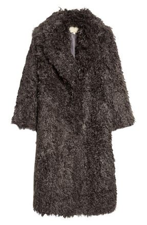 L'agence Lizbeth Faux Fur Longline Jacket in Grey Olive at Nordstrom, Size 14