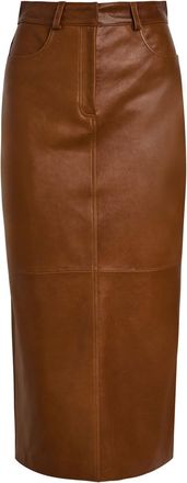 Nour Hammour Ghalia Panelled Leather Midi Skirt - Brown - 34 (UK6 / XS)