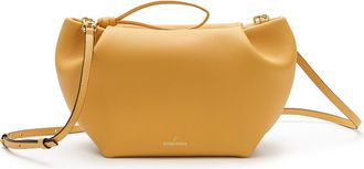 La Portegna Marta Leather Clutch Bag With Shoulder Strap in Yellow at Nordstrom