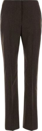 Alexander McQueen Wool Pinstripe Broeken - Dames - Straight fit broeken - Bruin - S - Katoen - Broeken