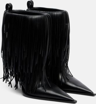 Balenciaga Avenue 90 leather fringe ankle boots