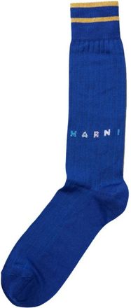 Marni Intarsia Logo Sokken - Heren - Sokken - Blauw - M - Katoen - Ondergoed