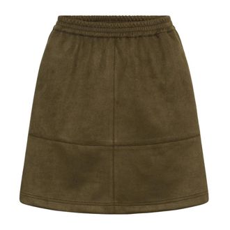 Kaffe KAaster Gonna in Finta Pelle Scamosciata - - Skirts - Donna - Verde - M