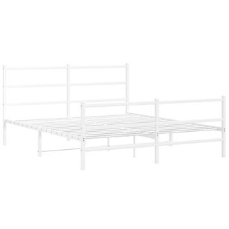 Berkfield Home Metal Bed Frame without Mattress with Footboard&not;White 150x200cm in White | Size: 150x200 cm