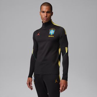 Nike Jordan Mens Brazil Strike Jordan Dri-FIT Soccer Knit Drill Top in Black | IQ3293-010