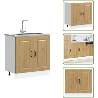 vidaXL The Living Store Mobile base lavello Kalmar Rovere Artigianale 80x46x81,5 cm - Armadietto lavello