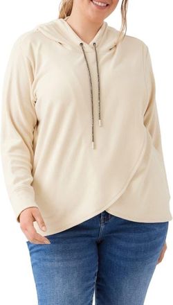 Karen Kane Rhinestone Crossover Hoodie in Ecru at Nordstrom, Size 3X