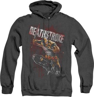 Gildan Justice League of America Blood Splattered Adult Heather Hoodie / Hooded Sweatshirt