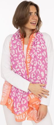 Zwillingsherz Schal ZWILLINGSHERZ Leo Dreams, Damen, pink, Web, Obermaterial: 100% Polyester, Modet&uuml;cher Schal, Leomuster und Schriftzug, transparenter Look