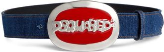 Dsquared2 logo-buckle denim belt - women - Calf Leather/zamac - 70 - Blue