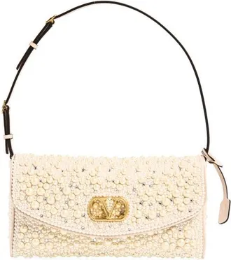 Valentino Garavani Small Devain Faux Pearl Clutch in Cream at Nordstrom