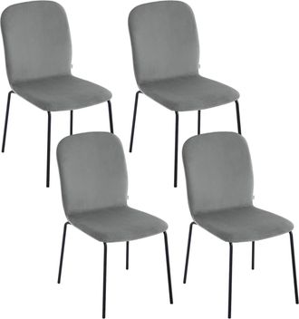 Woltu Juego De 4 Sillas Modernas De Comedor, Sal&oacute;n, Cocina, Asiento De Terciopelo Y Metal, Gris Oscuro - Woltu