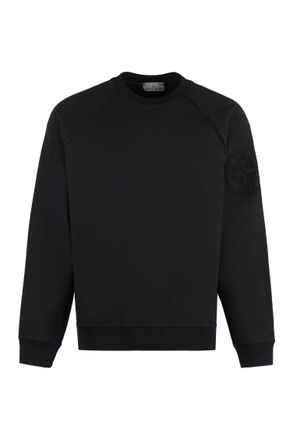 Stone Island Black Crew Neck Logo Sweatshirt