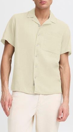 Solid Allan Solid Linen Blend Camp Shirt in Oatmeal at Nordstrom, Size Xx-Large