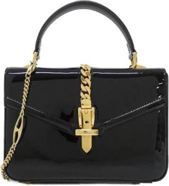 Gucci Pre-owned Sylvie 1969 Patent Leather Shoulder Bag - Dames - Vintage Handtas - Zwart - ONE Size - Vintage