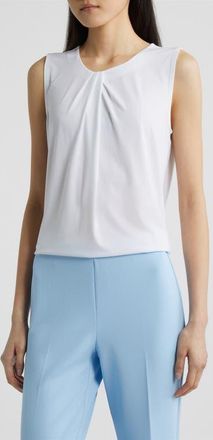 Anne Klein Asymmetric Pleat Neck Sleeveless Top in Crisp White at Nordstrom, Size Xx-Small