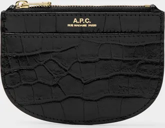 A.P.C. Womens Half-moon croc-skin card holder