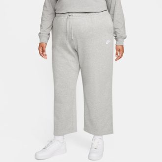 Nike Womens Nike Sportswear Club Fleece Mid-Rise Wide-Leg Sweatpants (Plus Size) in Grey | FB7262-063