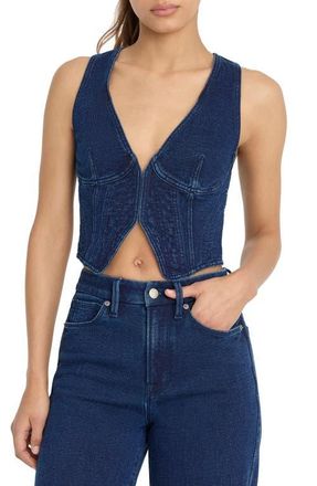 Good American Jeanius French Terry Vest in Indigo377 at Nordstrom, Size X-Small